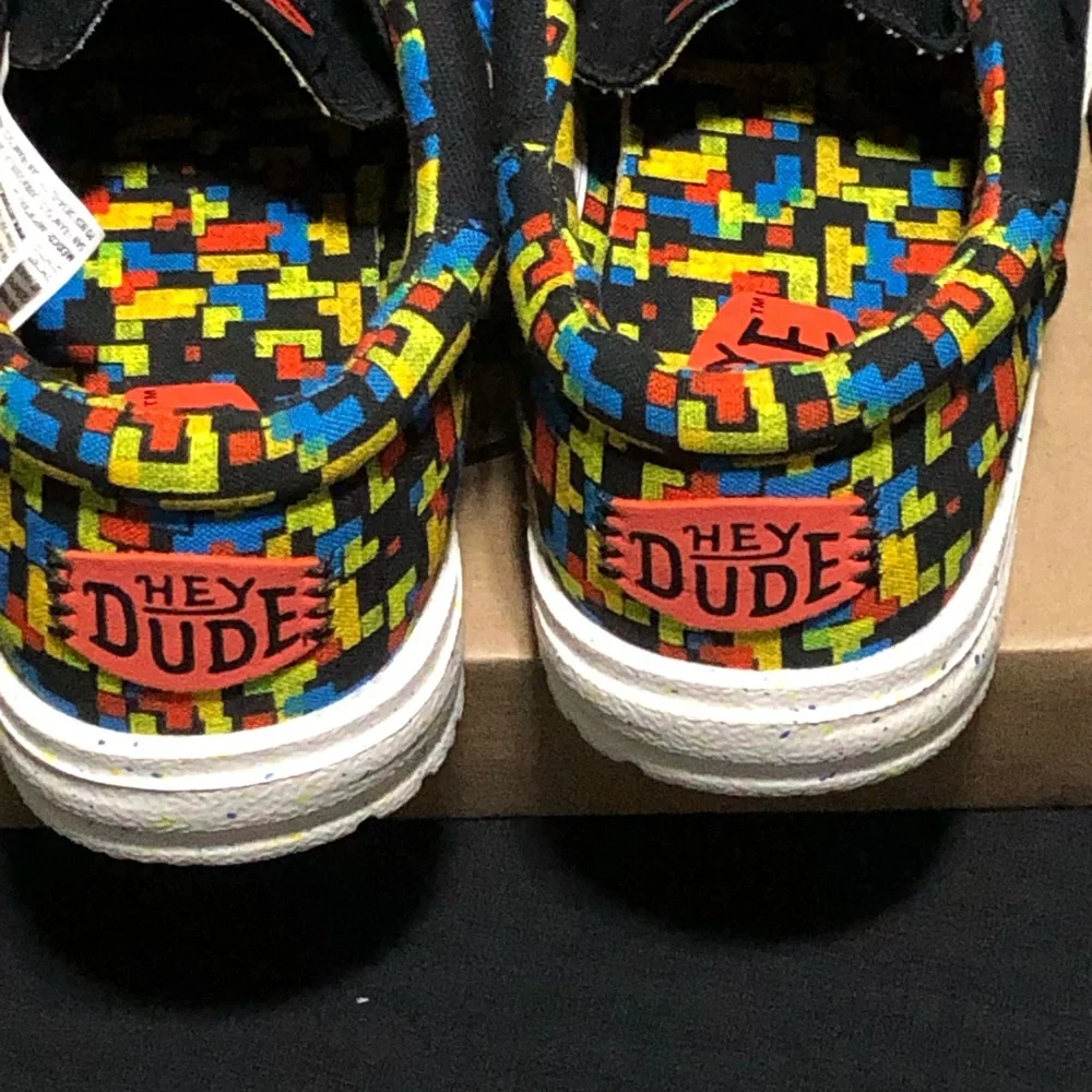 Hey Dude Boys Wally Funk Y Blocks Shoes, Size 3, Black/Multi, 45318-0C4